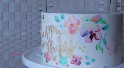 Little Painted Cake, Watercolour effect  - Cake by Christina Wallis Flowers  & Veiners 