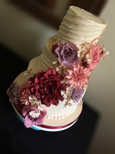 Rustic buttercream and gumpaste flowers - Cake by Batter Up Cakes