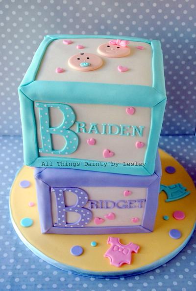 Baby Blocks Christening Cake - Cake by All Things Dainty by Lesley