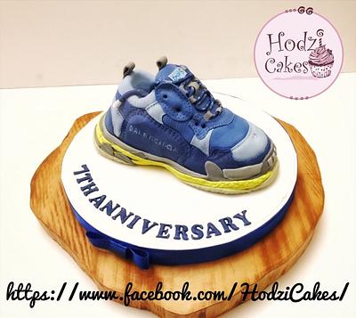 Balenciaga TripleS Sneaker Cake💙💛💙 - Cake by Hend Taha-HODZI CAKES