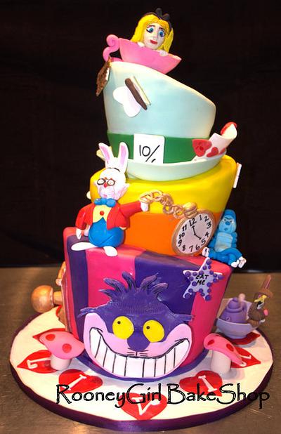 Alice in Wonderland Topsy Turvy Mad Hatter Cake - Cake by Maria @ RooneyGirl BakeShop