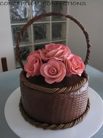 Flower basket cake | basket weave cake with handle, with fon… | Flickr