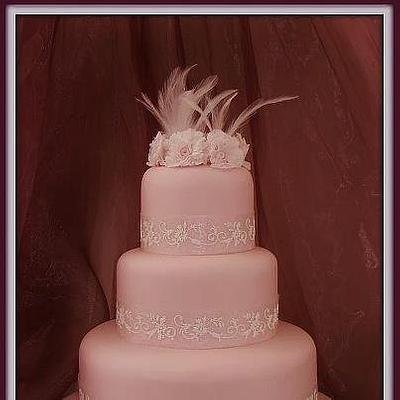 Carnations and Feathers - Pretty in Pink - Cake by Nelmarie