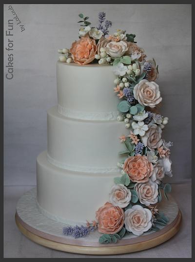 Waterfall wedding cake - soft colours  - Cake by Cakes for Fun_by LaLuub