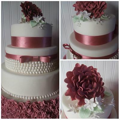 Peony and Pearls Wedding Cake  - Cake by The Stables Pantry 
