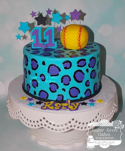Softball/Leopard Print - Cake by Sugar Sweet Cakes