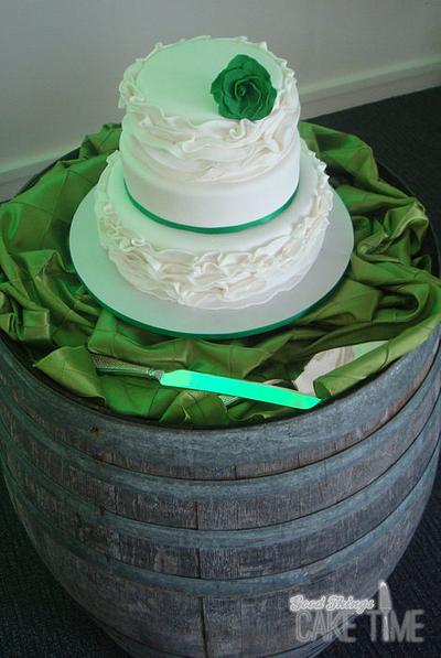 Spring Green with ruffled tiers. - Cake by Good Things Cake Time