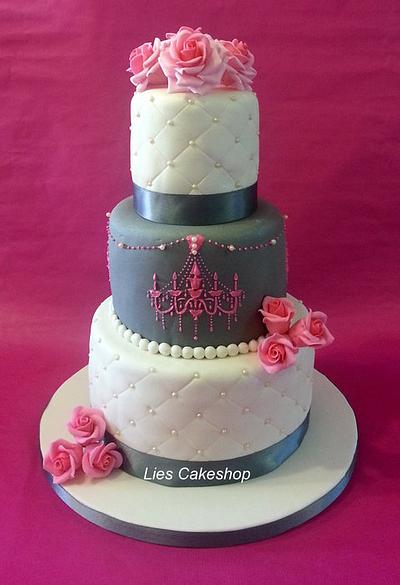 Pink and Grey Wedding Cake - Cake by Lies