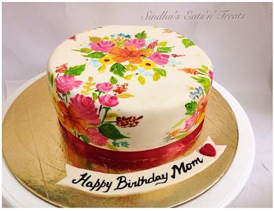 Vintage hand painted floral cake - Cake by Sindhu's Eats'n'Treats