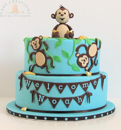 Monkeys & Bananas Baby Shower Cake - Cake by Cake Creations by ME - Mayra Estrada