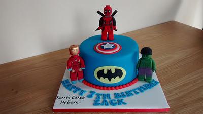 Marvel Hero with handmade Ironman, Hulk & Deadpool x - Cake by Kerri's Cakes