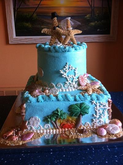 Buttercream Tropical Wedding Cake - Cake by Bonnie Carmine