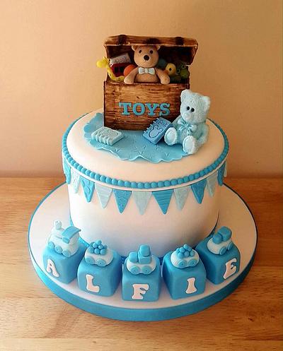 Boys toy box christening cake - Cake by T cAkEs