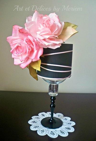 Black and pink roses cake - Cake by artetdelicesbym