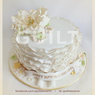 Peony - White ruffle - Cake by Guilt Desserts