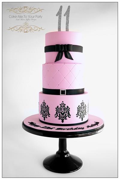Pink and Black Damask Cake - Cake by Leah Jeffery- Cake Me To Your Party