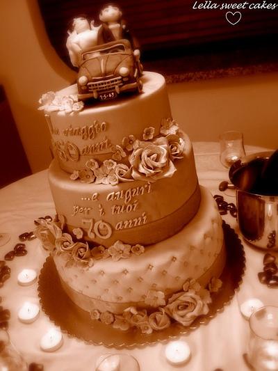 Golden wedding anniversary & birthday cake - Cake by LellaSweetCakes