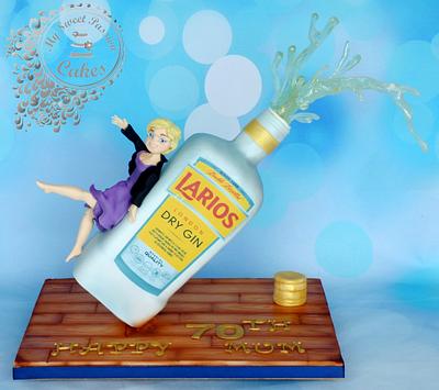 Gin Bottle with a topper - Cake by Beata Khoo