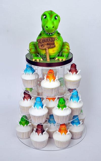 Dinosaur cupcake tower - Cake by Sue Butterworth
