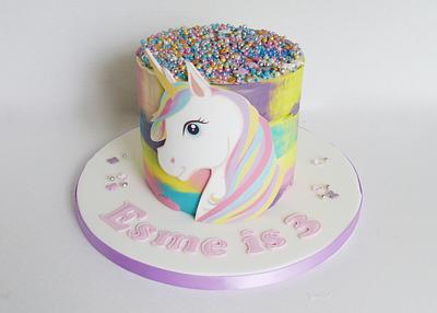 Rainbow unicorn buttercream cake - Cake by Angel Cake Design