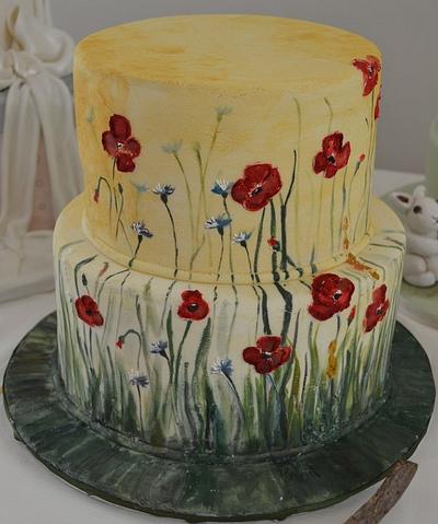 Painting cake with poppies - Cake by rosa castiello