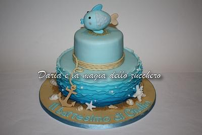 Sea and fish baptism cake - Cake by Daria Albanese