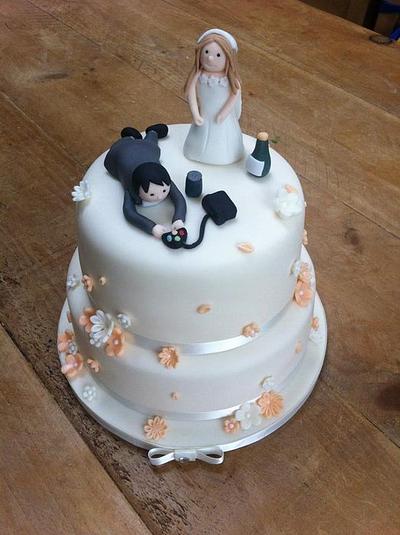 Wedding Cake with handmade sugarpaste Bride & Groom - Cake by Natalie's Cakes & Bakes