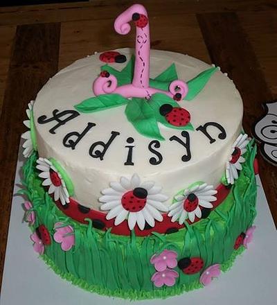 Ladybug and Daisy Garden 1st Birthday Cake - Cake by DaniellesSweetSide