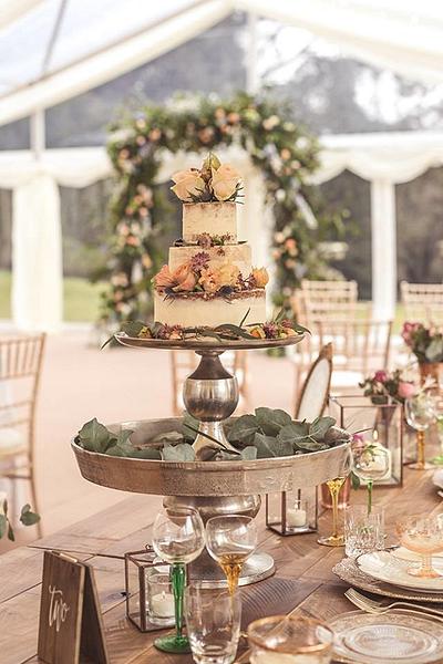 3 tier semi naked wedding cake - Cake by Cherish Cakes by Katherine Edwards