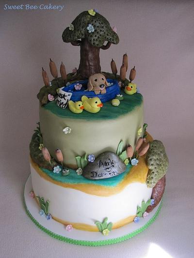 Pond Scene Wedding cake - Cake by Tiffany Palmer