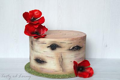 Birch and poppies - Cake by Lorna