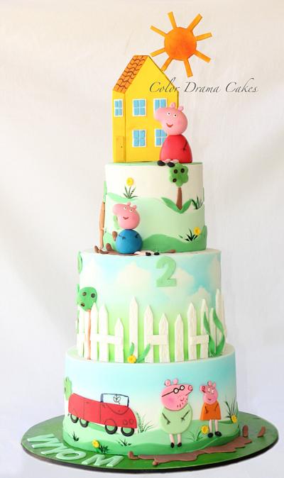 3 tiered Peppa pig cake - Cake by Color Drama Cakes