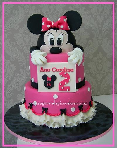 Peeking Minnie Mouse Cake - Cake by Mel_SugarandSpiceCakes