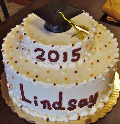 buttercream graduation cake with dots - Cake by Nancys Fancys Cakes & Catering (Nancy Goolsby)