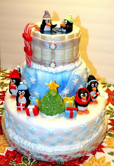 Penguin Christmas/Winter Cake - Cake by rockinrattie