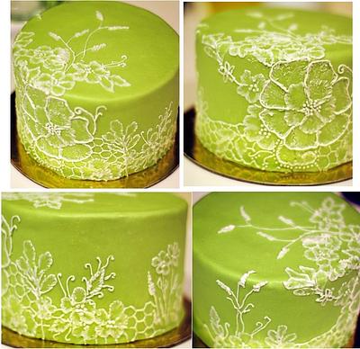 Brush embroidery flowers - Cake by Rabarbar_cakery