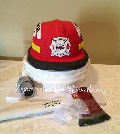 Firemans helmet Grooms cake - Cake by Michelle 