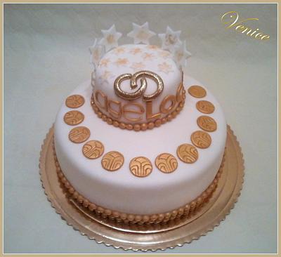 White -gold with company logo - Cake by Renáta 