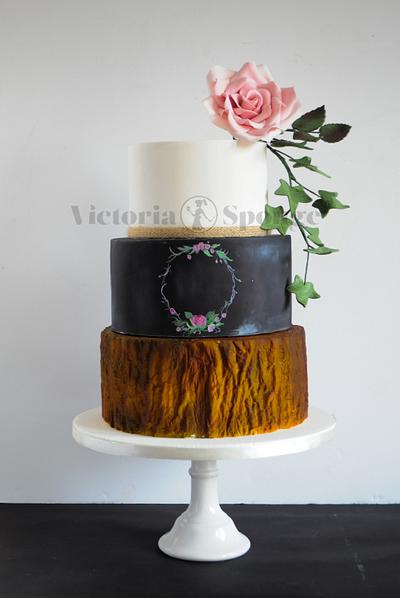 Rustic Rose Chalkboard Wedding Cake - Cake by Victoria Forward