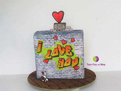 Graffiti Cake for Valentine's Day - Cake by Maty Sweet's Designs