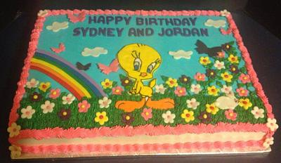 Tweety Bird Garden Party - Cake by Tracy's Custom Cakery LLC