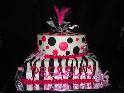 Hot pink and Zebra Baby Shower - Cake by Kim Leatherwood