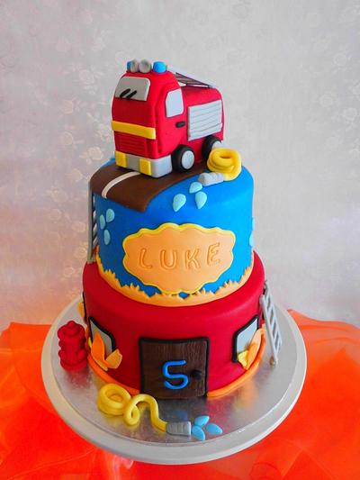 Fire Engine themed cake - Cake by Michelle