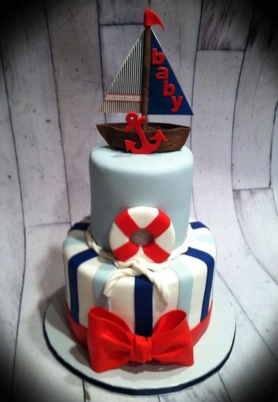 Nautical themed baby shower cake - Cake by Skmaestas