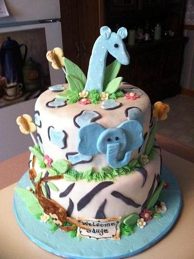 Safari Baby Shower Cake and Cupcakes - Cake by Patty Cake's Cakes