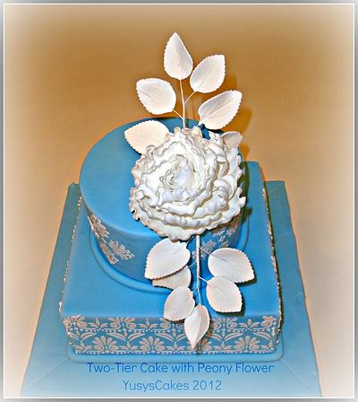 Two-Tier Damask Cake with Peony - Cake by Yusy Sriwindawati