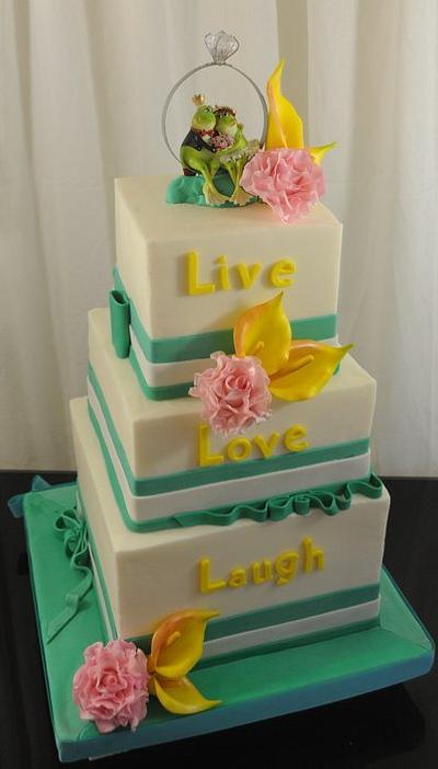 Teal Pink and Yellow - Cake by Sugarpixy
