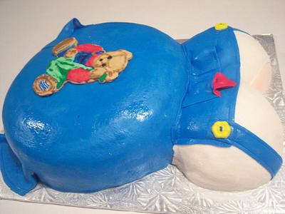 denim bib baby bump  - Cake by sweettooth
