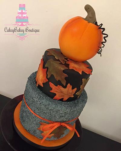 Pumpkin and Autumn Leaves - Cake by CakeyBakey Boutique