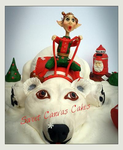Sculpted polar bear and elf - Cake by Suzie Wilcox